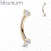 Implant Grade Titanium Rose Gold PVD Curved Barbell Internally Threaded White CZ - Pierced Universe