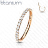 Implant Grade Titanium Rose Gold PVD Easy Hinged White CZ Pave Clicker Hoop - Pierced Universe