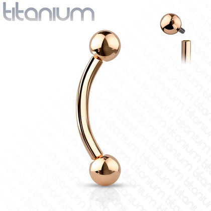 Implant Grade Titanium Rose Gold PVD Internally Threaded Curved Barbell - Pierced Universe