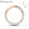 Implant Grade Titanium Rose Gold PVD Paved White CZ Septum Clicker - Pierced Universe