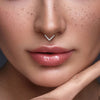 Implant Grade Titanium Rose Gold PVD V Shaped Septum Ring Clicker Hoop White CZ Gems - Pierced Universe