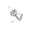 Implant Grade Titanium Square Prong White CZ L shape Nose Stud - Pierced Universe