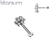 Implant Grade Titanium Threadless Push In Nose Ring White CZ Flower With Flat Back - Pierced Universe