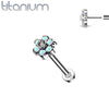 Implant Grade Titanium Threadless Push In Nose Rings Aurora Borealis CZ Flower With Flat Back - Pierced Universe