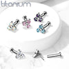 Implant Grade Titanium Threadless Push In Tragus/Cartilage Aurora Borealis CZ Trillium With Flat Back - Pierced Universe