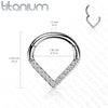 Implant Grade Titanium V Shaped Septum Ring Clicker Hoop Aurora Borealis CZ Gems - Pierced Universe