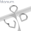 Implant Grade Titanium V Shaped Septum Ring Clicker Hoop White CZ Gems - Pierced Universe