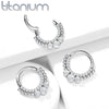 Implant Grade Titanium White CZ Beaded Hinged Septum Ring Hoop Clicker - Pierced Universe