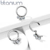 Implant Grade Titanium White CZ Bezel Septum Cartilage Daith Hinged Clicker - Pierced Universe