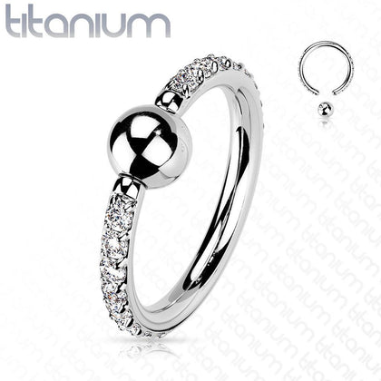 Implant Grade Titanium White CZ Pave CBR Hoop Ring - Pierced Universe