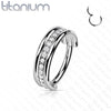 Implant Grade Titanium White CZ Pave Center Hinged Clicker Hoop - Pierced Universe