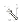 Implant Grade Titanium White CZ Prong L Shape Nose Stud - Pierced Universe