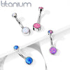 Internally Threaded Grade 23 Titanium Bezel Blue Opal Belly Ring - Pierced Universe