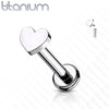 Internally Threaded Small Heart Implant Grade Titanium Labret - Pierced Universe