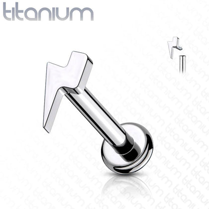 Internally Threaded Small Lightning Bolt Implant Grade Titanium Labret - Pierced Universe