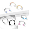 Internally Threaded Surgical Steel Double Aqua CZ Gem Horseshoe - Pierced Universe