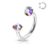 Internally Threaded Surgical Steel Double Aurora Borealis CZ Gem Horseshoe - Pierced Universe