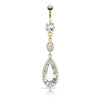 Large White CZ Teardrop Chandelier Dangling Belly Button Navel Ring - Pierced Universe