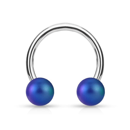 Matte Blue Acrylic Balls Surgical Steel Horseshoe