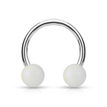 Matte White Acrylic Balls Surgical Steel Horseshoe