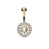 Multi Crystal 3 Layer 316L Surgical Steel Non Dangle Belly Ring - Pierced Universe