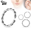 Multi-Use 316L Surgical Steel Braided Twisted Nose Hoop Ring - Pierced Universe