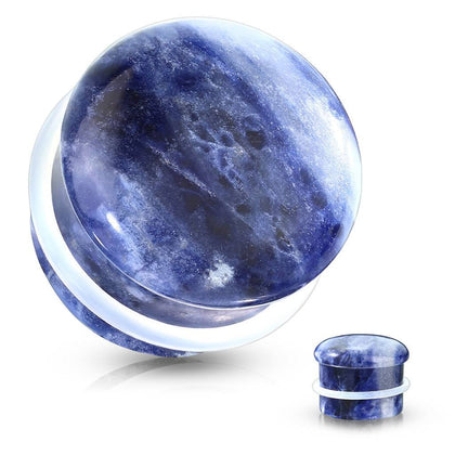 Organic Natural Blue Sodalite Single Flared Stone Plugs - Pierced Universe