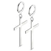 Pair 316L Surgical Steel Large Dangling Cross Earring Hoops - Pierced Universe