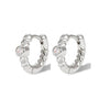 Pair of 925 Sterling Silver Braided Diamond CZ Gem Minimal Hoop Earrings - Pierced Universe