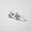 Pair of 925 Sterling Silver Double Lobe Bezel CZ with Chain Minimal Stud Earrings - Pierced Universe