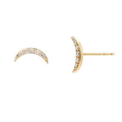 Pair of 925 Sterling Silver Gold PVD 7 Gem Pointed Curve Minimal Earrings - Pierced Universe