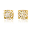 Pair of 925 Sterling Silver Gold PVD Elegant Squared White CZ Gem Minimal Earrings