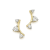 Pair of 925 Sterling Silver Gold PVD White 3 CZ Gem Curve Minimal Earrings - Pierced Universe