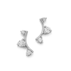 Pair of 925 White 3 CZ Gem Curve Minimal Earrings - Pierced Universe