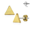 Pair of Brushed Brass Triangle Stud Earrings - Pierced Universe