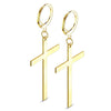 Pair of Gold Plated 316L Surgical Steel Large Dangling Cross Earring Hoops - Pierced Universe