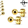 Pair of High Polished 316L Surgical Steel Gold PVD Ball Stud Earrings - Pierced Universe