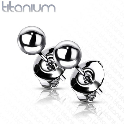 Pair of Implant Grade Titanium Ball Stud Earrings - Pierced Universe