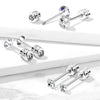 Pair of Screw Back Surgical Steel White CZ Stud Earrings - Pierced Universe