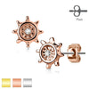 Pair of Surgical Steel Anchor Wheel Earring Studs - Pierced Universe