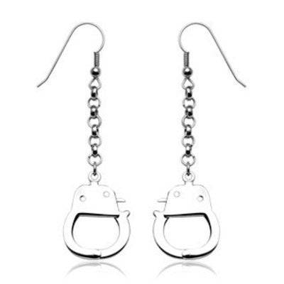 Pair of Surgical Steel Dangle Handcuff Hook Earrings