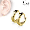 Pair of Thin Gold Surgical Steel Rounded Hinged Hoop Earrings - Pierced Universe