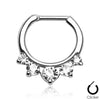 Prong Set 5 Gem White CZ 316L Surgical Steel Bar Septum Ring Clicker - Pierced Universe