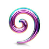 Rainbow Multi Colour Plated Surgical Steel Spiral Stretcher Taper Ear Gauges - Pierced Universe