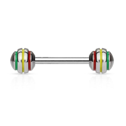 Rasta Stripe 316L Surgical Steel Straight Barbell