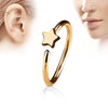 Rose Gold IP on 316L Surgical Steel Nose Hoop Ring with Small Star - Pierced Universe