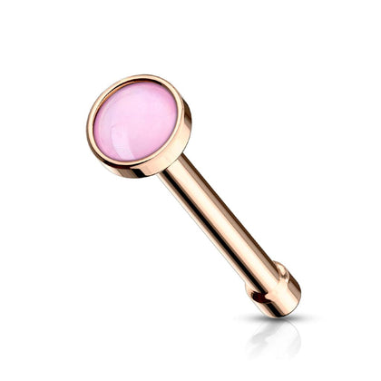 Rose Gold Plated 316L Surgical Steel 2mm Pink Stone Ball End Nose Pin