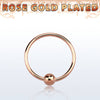 Rose Gold Plated over 925 Sterling Silver Nose Hoop Ring with Ball - Pierced Universe