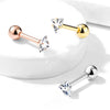 Rose Gold Plated Surgical Steel Ball Back Prong White Triangle CZ Cartilage Ring Stud - Pierced Universe