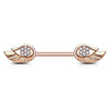 Rose Gold Plated Surgical Steel CZ Paved Angel Wing Nipple Ring - Pierced Universe